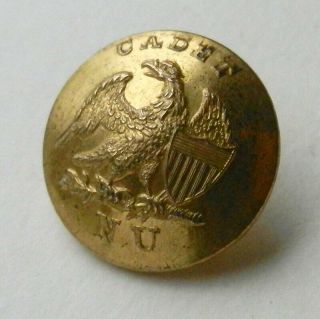 Cadet N.  U Antique Military Academy Button Eagle And Shield Robinsons Extra 3/4