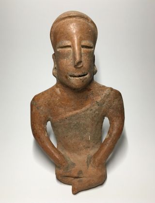 Large Rare Pre Columbian Seated Male Figure