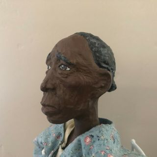 Black Doll,  Primitive Style Doll,  20 Inches Tall,  Resin And Cloth,  Old Woman
