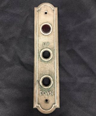 Vintage Otis Antique Elevator Up Down Button Control Panel Brass Plate 10 3/4”