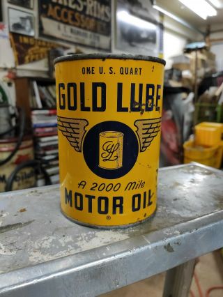 Rare Oil Can Gold Lube 200 Mile Motor Oil