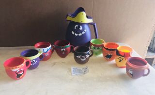 Funny Face Pitcher And 9 Mug Set Includes Chocolate