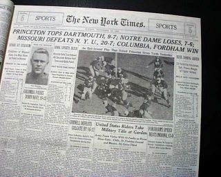 Nile Kinnick Iowa Hawkeyes Upsets Notre Dame Irish Football 1939 Old Newspaper