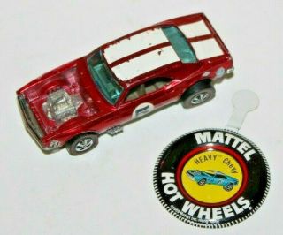 1969 Vintage Hotwheels Redline Heavy Chevy Car With Medallion