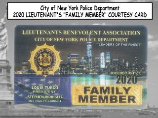 2020 Nyc Police Lieutenants " Family Member " Lba Card - Not Pba Sba Cea Dea Lba