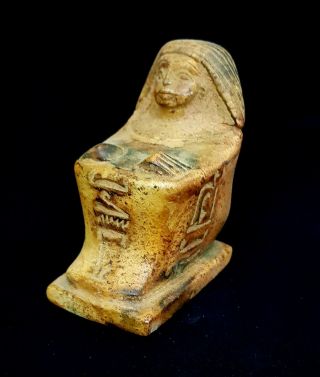 Ancient Egypt Seated Scribe Squatting 1400 Bc Egyptian Antique Carved Sculpture