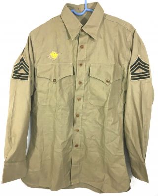 Wwii 1940s Usmc Wool Uniform Shirt M Marines Ww2 With Ruptured Duck A8