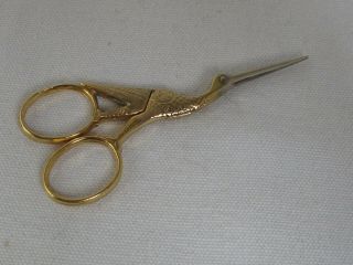 Vintage German Stork Bird Figural Sewing Scissors