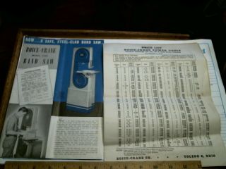1946 Boice - Crane Band Saw Drill Press 6 P Advertising Brochure,  Price List Old