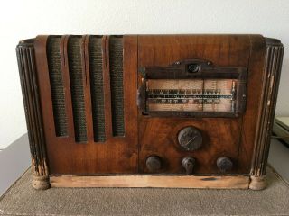 Vintage Silvertone Model 4765 Am & Sw Wood Tube Table Radio,  Good
