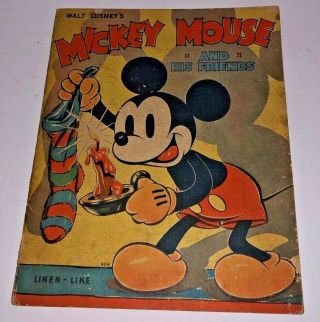 Vintage Walt Disney Mickey Mouse & His Friends Whitman 904 1936 Christmas Book