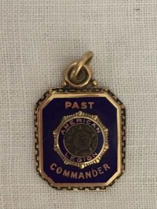 Vintage Enamel 14k Gold Past Commander Charm American Legion Pendant
