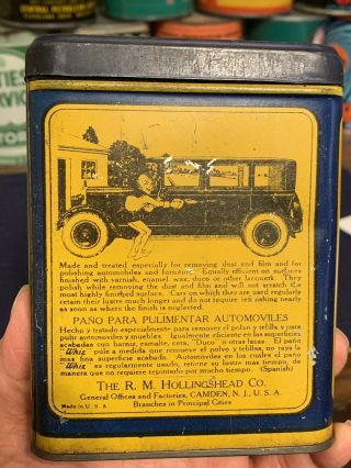 Rare Antique C.  1915 Whiz Auto Polish Cloth Metal Oil Can Gas Sign - Empty