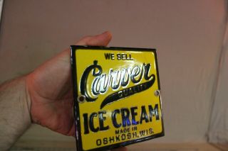 Rare Carver Ice Cream Oshkosh Wisconsin Porcelain Metal Sign Dairy Farm Gas Oil