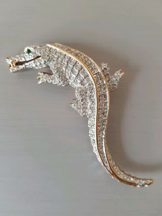 Butler & Wilson Vintage Clear Crystal Crocodile Brooch