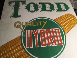 Rare Vintage 1950s Todd Hybrid Corn Sign Farm Barn Old Feed Store Cow Pig Hen