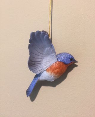 Andrea By Sadek Bluebird Porcelain Bluebird Ornament Figurine W Box