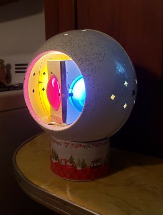 Vintage Christmas Aluminum Tree Color Wheel Magic Ball Rotating Drum