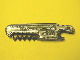 Vintage Narragansett Banquet Ale Beer Knife Corkscrew Bottle Opener Cranston Ri