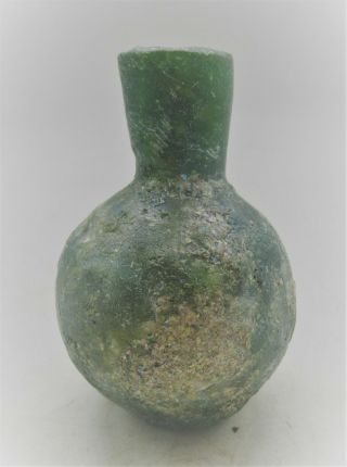 Finest Circa 200 - 400ad Roman Era Glass Iridescent Cosmetic Bottle