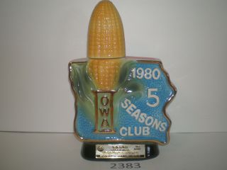 Jim Beam 1980 Iowa 5 Season Jim Beam Bottle Club Decanter