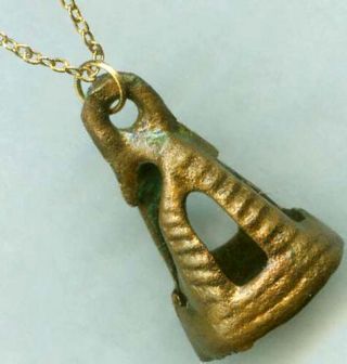 300bc Rare Ornate Decorated Bronze Bell Pendant Ancient China Warring States