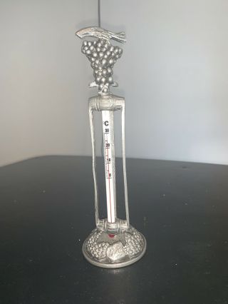 Vintage Wine Thermometer Rare Sterling? Pewter?