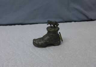 Sewing Vintage Figural Tape Measure Brass Boot Shoe Buffalo