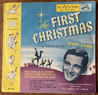 Perry Como The First Christmas Rca 45 Rpm W/sleeve Wy 422 Yellow Record