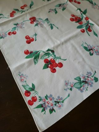 Vintage Tablecloth Luncheon Cherry Blossom Cherries Card Table 2