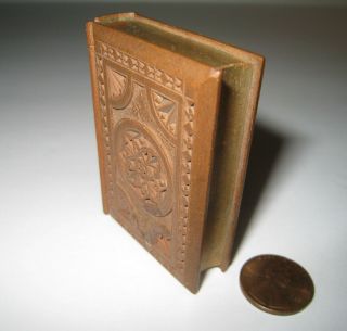 Antique Needle Case Sewing Box Figural Wood Book Box