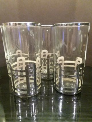 Art Deco Moderne Sterling Overlay Cocktail Drinking Glasses Set Of 4