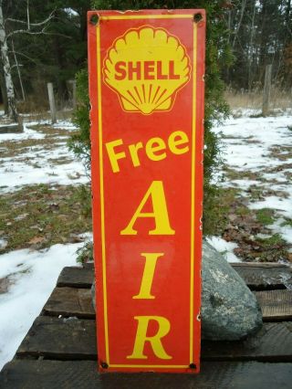 Old Vintage Shell " Air " Porcelain Enamel Gas Pump Sign