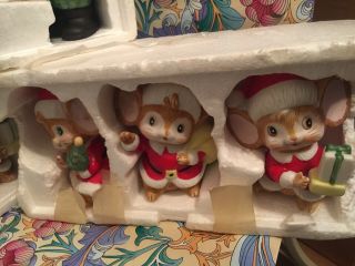 Vintage Homco Santa Mouse Christmas Set Of Three Complete