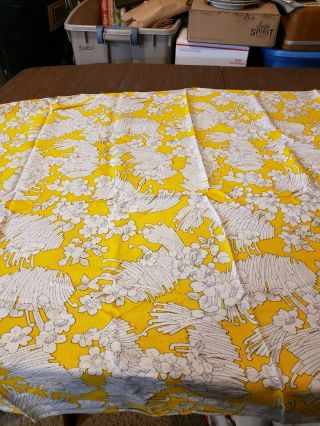 Vintage Mid Century Modern Fabric Material Bright Yellow 3 Yards