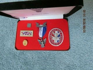 Eagle Scout Award Presentation Kit Medal Patch Mentor Tie Pins Square Knot