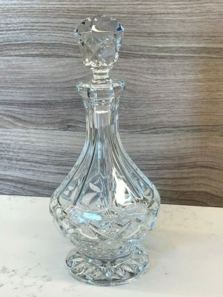 Gorgeous Vintage Crystal Clear Glass Footed 9 " Decanter With Stopper