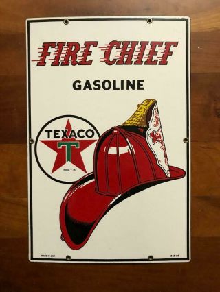 Vintage Texaco Fire Chief Porcelain Enamel Sign Cond 3 - 3 - 56