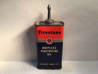 Vintage Firestone Oil Can Handy Oiler Lead Top 4 Oz Rare Tin Shell Tydol Sunoco
