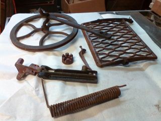 Antique Treadle Sewing Machine Fly Wheel Pitman Arm And Pedal Spring Parts