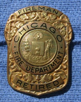 Vintage Chicago Fire Dept Retirement Badge Fireman Firefighter Eng 74 Ch Hanson