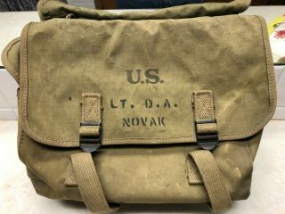 Ww2 Us M1936 Musette Bag & Strap Dated 1942 - Named