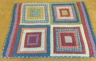 Patchwork Country Quilt Wall Hanging,  Log Cabin,  Checks,  Plaids,  Multi Colors