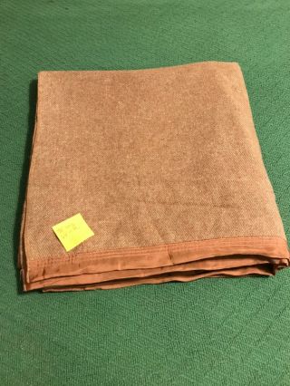 Thin Wool Blanket Vintage Peachy Brown 66 " X 72 " Satin Trim - Camp Crafts Rv