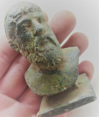 Circa 200 - 300ad Ancient Roman Bronze Bust Of Senatorial Figure Scarce
