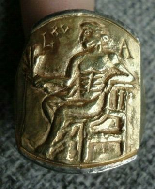 Scarce Ancient Roman Silver Legionary Ring Depicting Apollo Circa 50 - 300 Ad
