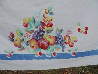 VINTAGE 1950 ' S BRIGHT FRUIT TABLECLOTH CHERRIES PEARS APPLES 50 X 58 2
