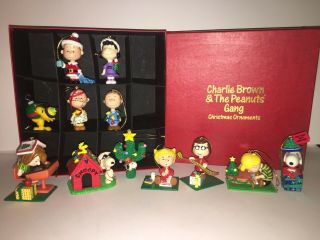 Charlie Brown And The Peanuts Gang Christmas Ornaments 12 Piece Boxed Set 1990