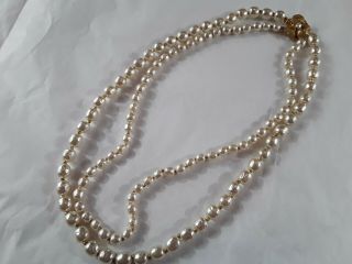 Vtg Miriam Haskell Necklace 2 Strand Baroque Pearls 17 - 1/4 "