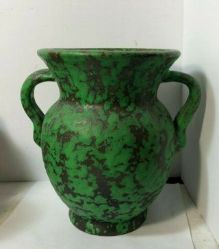 Vintage Weller Pottery Coppertone 8 " Handled Vase Circa 1929
